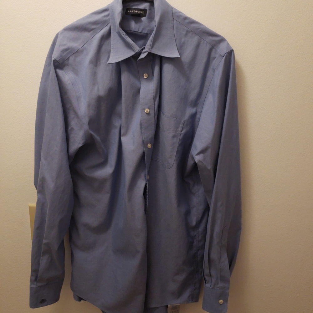 Lands' End Mens 16 1/2- 36 Tall Blue Button Up
